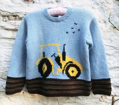 Childs Sweater with Tractor Motif
