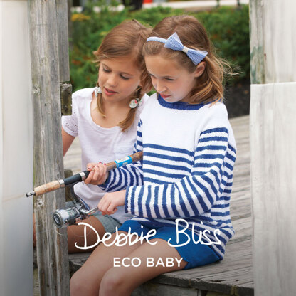 Mina Striped Sweater - Knitting Pattern for Girls in Debbie Bliss Eco Baby