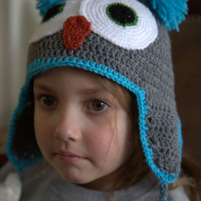 Crochet Owl Hat in Plymouth Yarn Yarnimals Owl - F656