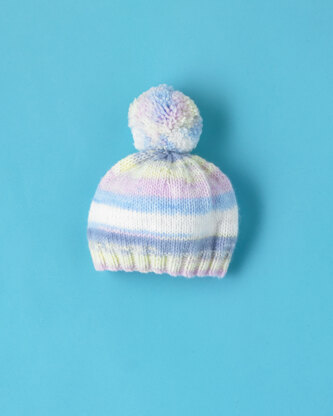 Teenie Beanie Hat - Free Knitting Pattern For Babies in Paintbox Yarns Baby DK Prints by Paintbox Yarns