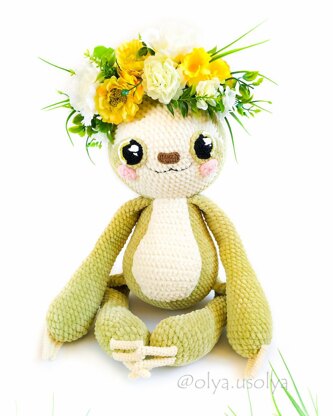 Lenny the Sloth + Eyes pattern (PDF + 9 videos)