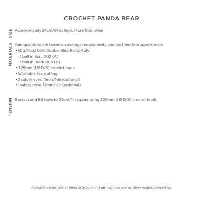 Debbie Bliss Crochet Panda Bear PDF