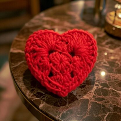 Crochet Heart Pattern PDF + Video Tutorial – Granny Heart Coaster, Valentine Motif DIY