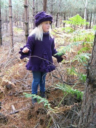 "Woodland Blueberry" Child Adult Sweater with Brimmed Hat