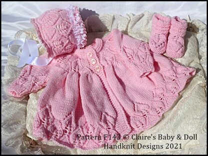 Leafy Lace Matinee Set for 16-22 inch doll (preemie-3m+ baby)