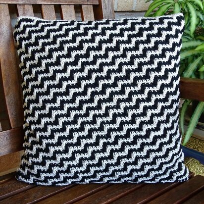 Crochet Cushion Cover Scandi Zig Zag