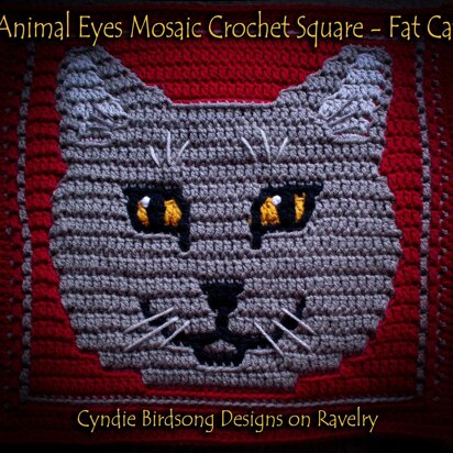 Animal Eyes Mosaic Crochet Square - Fat Cat