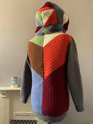 Patchwork Hooded Cardigan