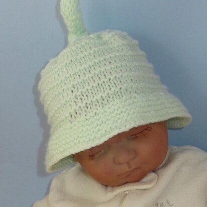 Baby Big Brim Stripey Topknot Beanie Hat