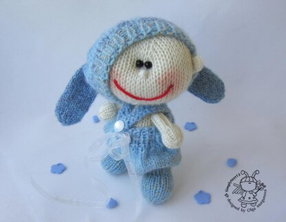 Pebble doll blue Bunny