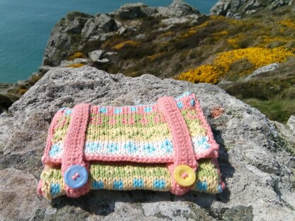 Knitted fairisle clutch bag