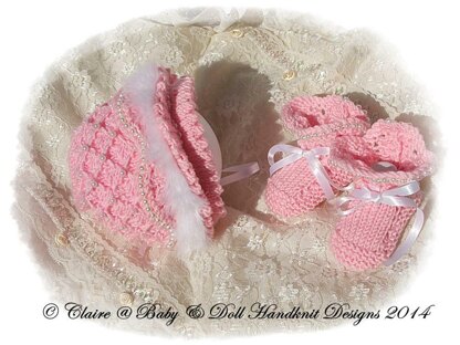 ‘Pearly Princess’ knitting pattern for 16-22” doll/newborn/0-3m baby