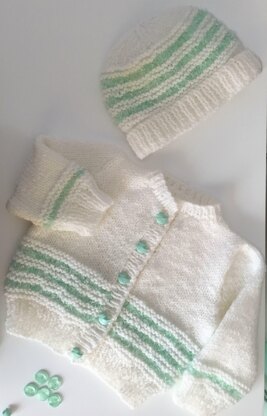 Baby cardigan with matching Beanie hat