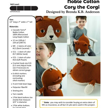 Cory the Corgi in Cascade Yarns Noble Cotton - DK655 - Downloadable PDF