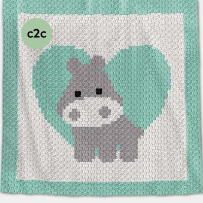 CROCHET C2C Baby Blanket - Love Hippo