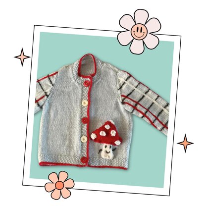 Fun Guy Mushroom Plaid Cardigan