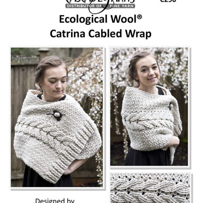 Catrina Cabled Wrap in Cascade Yarns Ecological Wool - C290 - Downloadable PDF