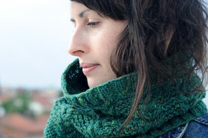 Greenland cable knit cowl scarf