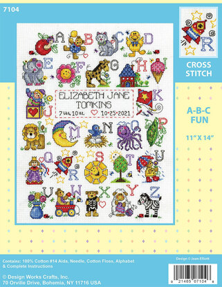 Design Works ABC Fun Sampler Cross Stitch Kit - 28cm x 35cm