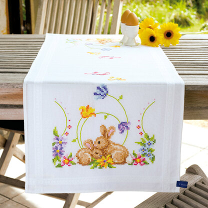 Vervaco Rabbits Table Runner, 40 x 100cm Cross Stitch Kit - Multi