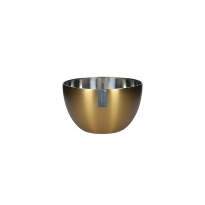 Master Class Stainless Steel Brass Finish Mixing Bowl, Medium, 21cm