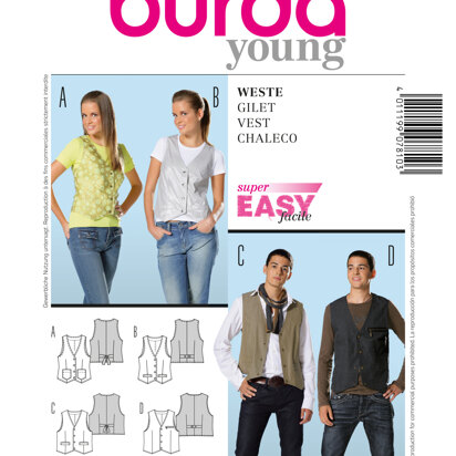 Burda Vest Sewing Pattern B7810 - Paper Pattern, Size 6-18