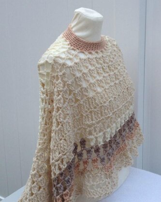 Beige Circular Long Poncho