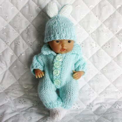 Knitting Pattern 5-8 inch Berenguer Bunny suit, Hat & Boots