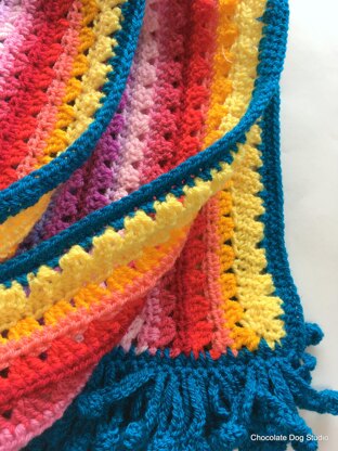 Rainbow Crochet Striped Scarf- The Denver Scarf