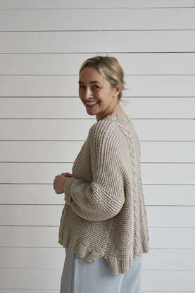 Cable and Garter Sweater - Knitting Pattern For Women in Debbie Bliss Dulcie by Debbie Bliss