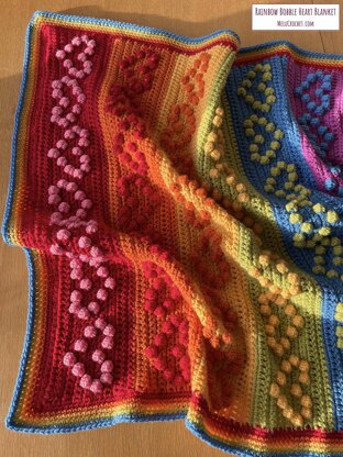 Rainbow Bobble Heart Blanket