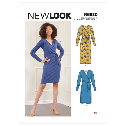 New Look N6680 Misses' Knit Wrap Dress N6680 - Paper Pattern, Size A (6-8-10-12-14-16-18)