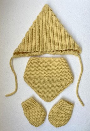 Pattern: knitted winter baby set - bonnet pixie hat, mittens, bandana scarf