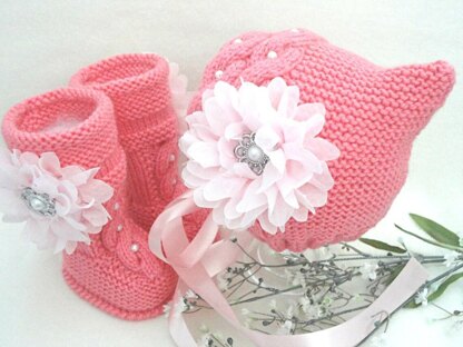 Knitting PATTERN Baby Cap and Baby Booties Baby Set 0 - 12 months