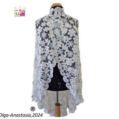 Lace wedding cape with scarf