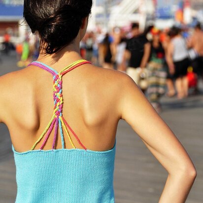 Sunshine and Lollipops Braided Strappy Back Tank Top with Geo Lace Edge