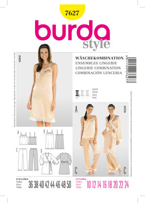 Burda Style Lingerie Combination Sewing Pattern B7627 - Paper Pattern, Size 10-24