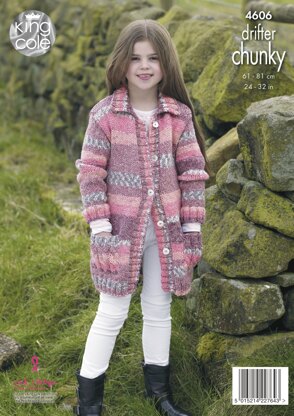 Girls' Coats in King Cole Drifter Chunky - 4606 - Downloadable PDF