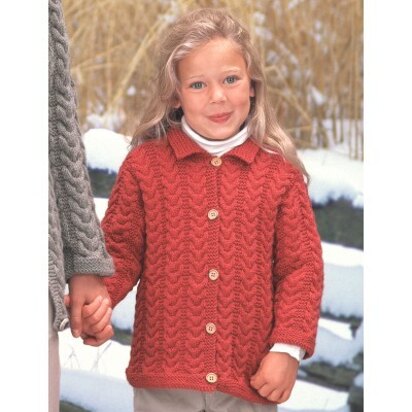 Girl's Cuddly Cables Cardigan in Patons Classic Wool Worsted