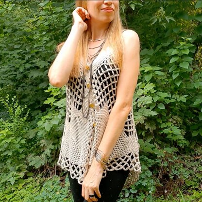 Crochet oversized boho lacy vest.