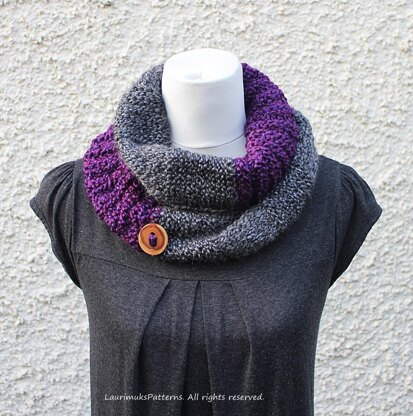 Purple and grey infinity scarf