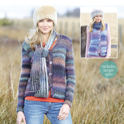 Cardigan, Scarf and Waistcoat in Sirdar Aura - 7880 - Downloadable PDF