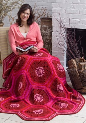 Ruby Hexagon Throw in Red Heart Super Saver Economy Solids - LW2901