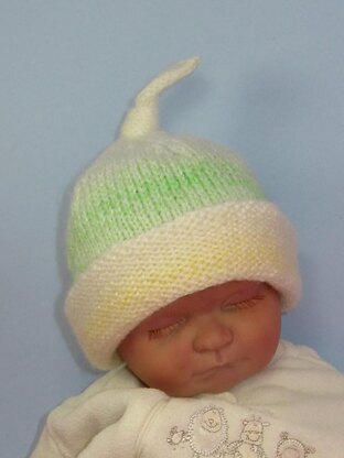 Baby Double Cuff Marble Topknot Beanie Hat