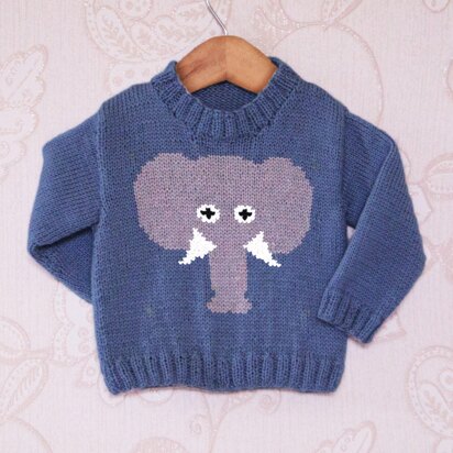 Intarsia - Elephant Face Chart - Childrens Sweater