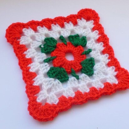 Crochet Granny Square Christmas Afghan Block Motif LD-111