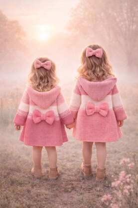 Baby Hoodie with Bow & Heart Buttons