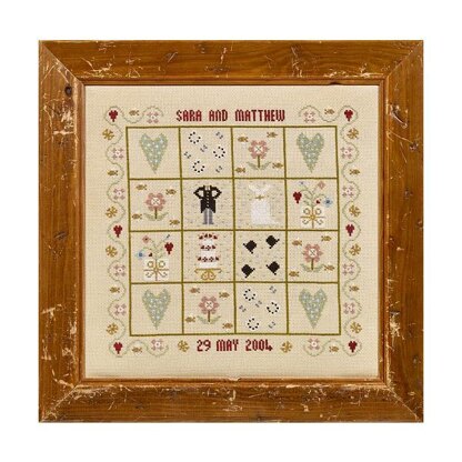 Historical Sampler Company Four Hearts Wedding - Downloadable PDF
