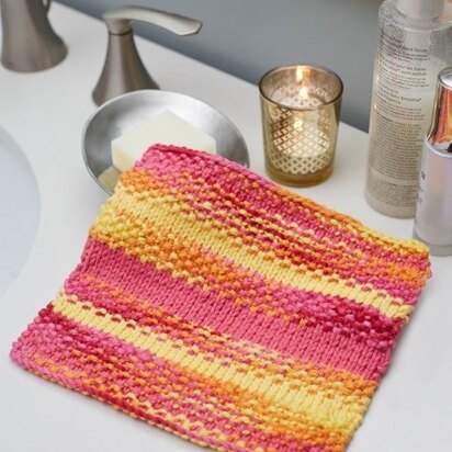 Textured Stripes Washcloth in Red Heart Scrubby Smoothie Multi and Scrubby Smoothie - LM5933 - Downloadable PDF - knitting pattern