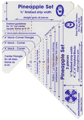 Marti Michell Ruler Pineapple Set 4in 5in & 6in Blocks Quilting Template